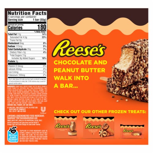Reese's with a Milk Chocolatey Coating and Cake Crumbs Peanut Butter Frozen Dairy Dessert Bar Perspective: left