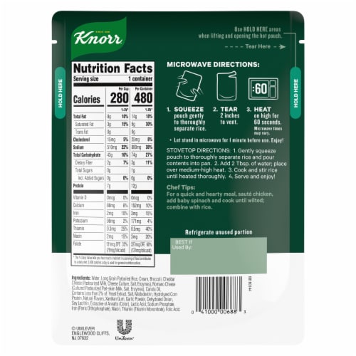 Knorr Ready to Heat Cheddar Broccoli Long Grain Rice Meal Maker Perspective: left