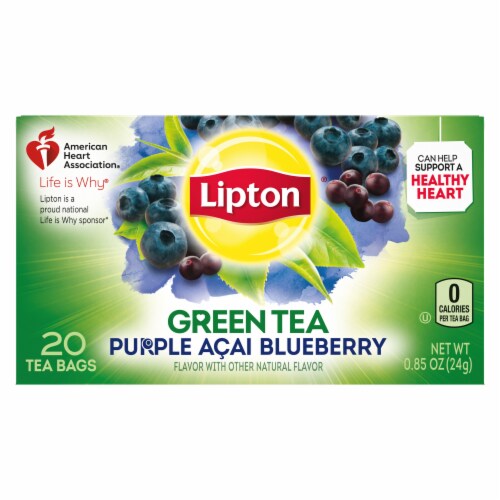 Lipton Purple Acai Blueberry Green Tea Bags Perspective: left