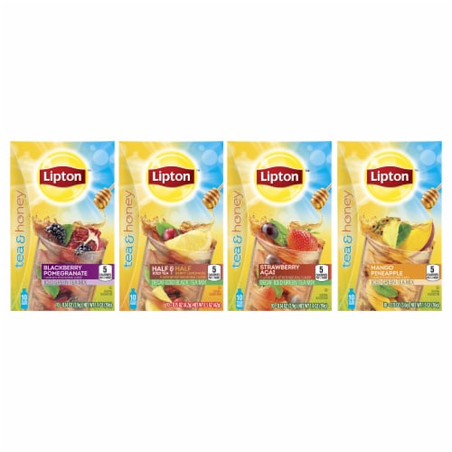 Lipton™ Mango Pineapple Iced Green Tea Mix Packets Perspective: left