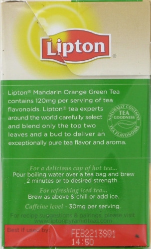 Lipton Pyramid Mandarin Orange Green Tea Perspective: left