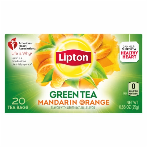 Lipton Mandarin Orange Green Tea Bags Perspective: left