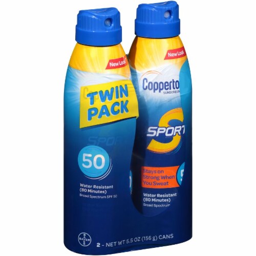Coppertone Sport Water Resistant Sunscreen Lotion Spray SPF 50 Twin Pack 2 Count Perspective: left