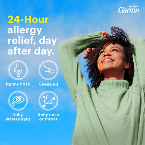 Claritin® 24 Hour Allergy Relief Loratadine Tablets 10mg Perspective: left