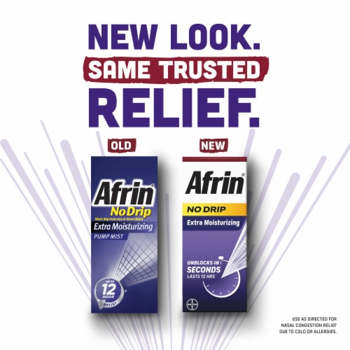 Afrin Congestion Relief NoDrip Extra Moisturizing Pump Mist Twin Pack Oxymetazoline HCl Perspective: left