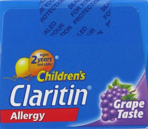 Children's Claritin 24 Hour Non-Drowsy Allergy Relief Grape Syrup Loratadine 5mg Perspective: left