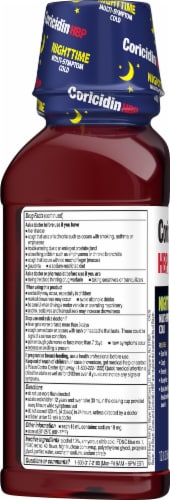 Coricidin® Nighttime Cherry Liquid Cold Medicine Perspective: left