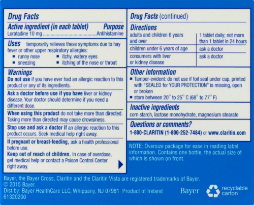 Claritin Allergy Relief Tablets Loratadine Perspective: left