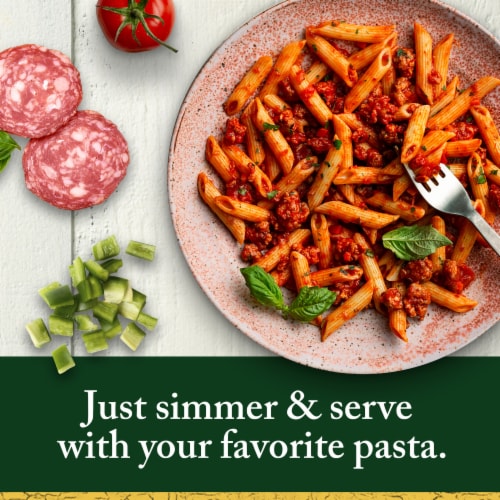 Classico Italian Sausage Spaghetti Pasta Sauce with Peppers & Onions Perspective: left