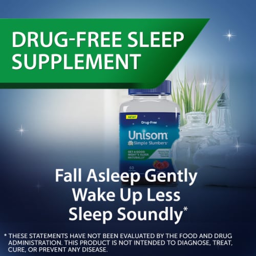 Unisom Simple Slumbers Midnight Raspberry Gummies Perspective: left