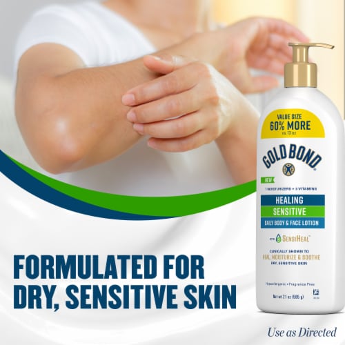 Gold Bond Healing Sensitive Daily Body & Face Lotion With Aloe Perspective: left