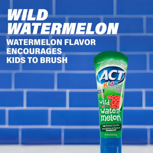 ACT Kids Fluoride Wild Watermelon Toothpaste Perspective: left