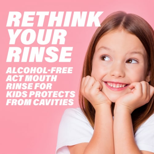 ACT Anticavity Fluoride Mouthwash for Kids Sugar & Alcohol Free Bubble Gum Blowout Flavor Perspective: left
