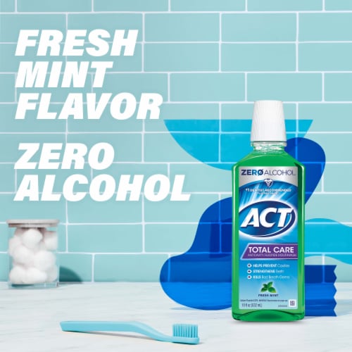 ACT Total Care Fresh Mint With Zero Alcohol Anticavity Fluoride Mouthwash Perspective: left
