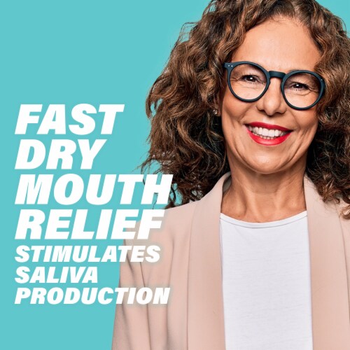 ACT Dry Mouth Gum Moisturizing with Xylitol Soothes Freshens & Stimulates in Soothing Mint Perspective: left