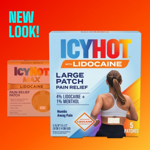 Icy Hot Max Strength Fast Pain Relief Lidocaine Patches Perspective: left