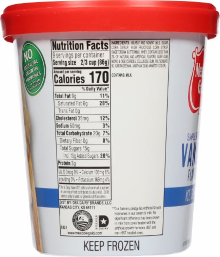 Meadow Gold® Vanilla Ice Cream Tub Perspective: left