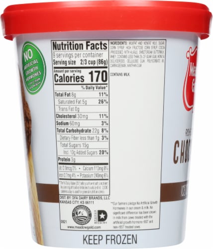 Meadow Gold Chocolate Ice Cream Tub Perspective: left