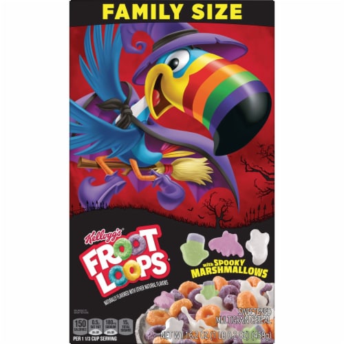 Kellogg's® Froot Loops Original with Spooky Marshmallows Family Size Cereal Perspective: left