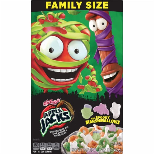 Kellogg's® Apple Jacks Original with Spooky Marshmallows Family Size Cereal Perspective: left