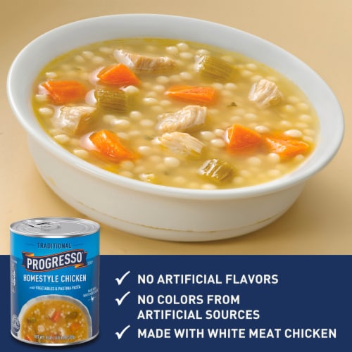 Progresso Traditional Chicken with Vegetables & Pastina Pasta Soup Perspective: left