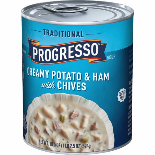 Progresso Traditional Creamy Potato Ham with Chives Soup Perspective: left