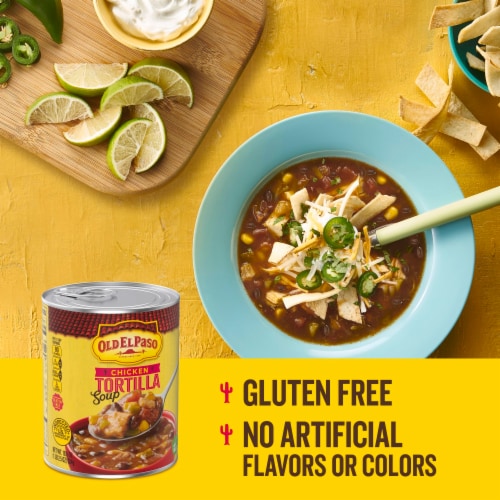 Old El Paso Chicken Tortilla Ready to Serve Canned Soup Perspective: left