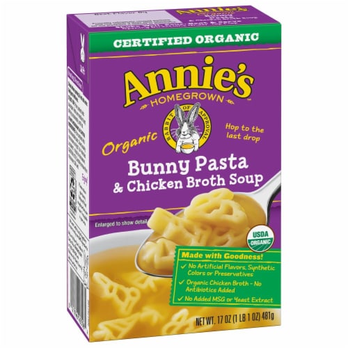 Annie's Organic Bunny Pasta & Chicken Broth Soup Perspective: left