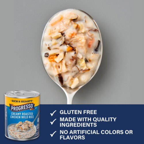 Progresso Rich & Hearty Creamy Roasted Chicken Wild Rice Soup Perspective: left
