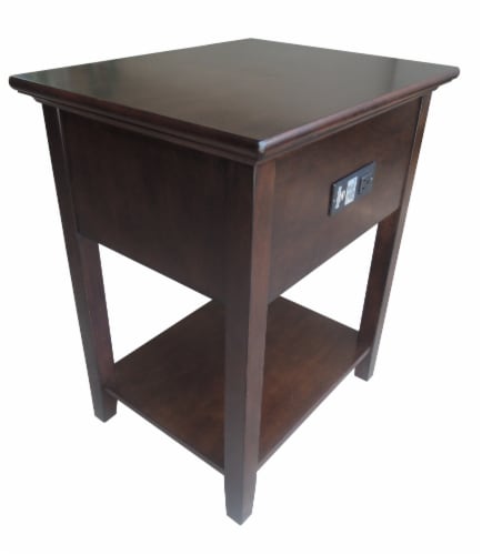 HD Designs Knowles USB Port Dark Brown Nightstand Perspective: left