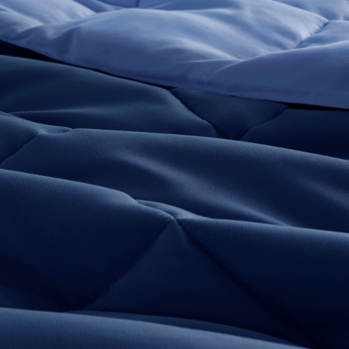 Everday Living® Reversible Down Alternative Comforter - Navy/Blue Perspective: left