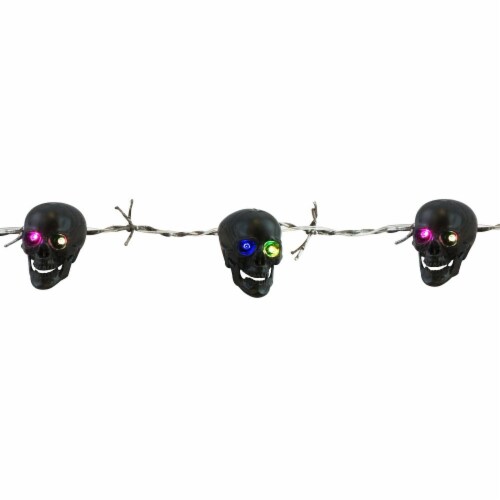 Holiday Home® 10 LED Skull on Faux Barbed Wire String Lights - Multicolor Perspective: left