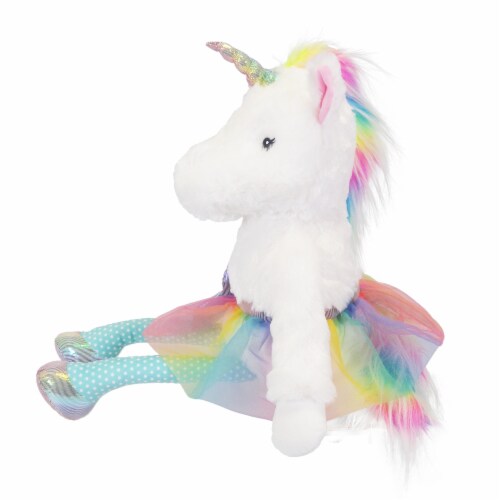 Holiday Home Tutu Sitting Unicorn Stuffed Animal Perspective: left