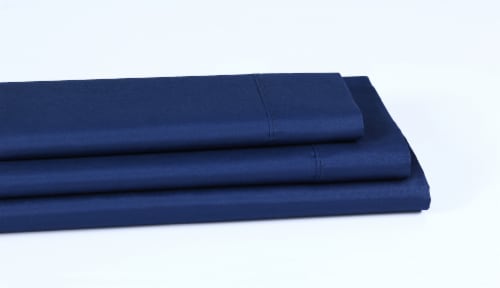 Everyday Living® Cotton/Polyester 200 Thread Count Flat Sheet - Estate Blue Perspective: left