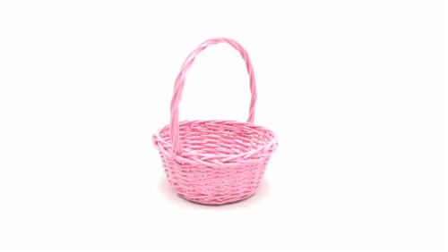 Holiday Home Willow Easter Basket - Pastel Pink Perspective: left