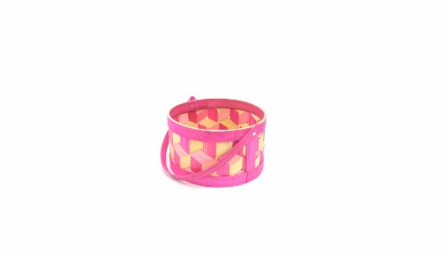 Holiday Home Square Weave Easter Basket - Pink Perspective: left