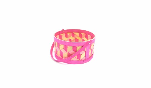 Holiday Home Square Weave Easter Basket - Pink Perspective: left