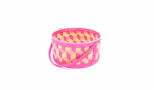 Holiday Home Square Weave Easter Basket - Pink Perspective: left