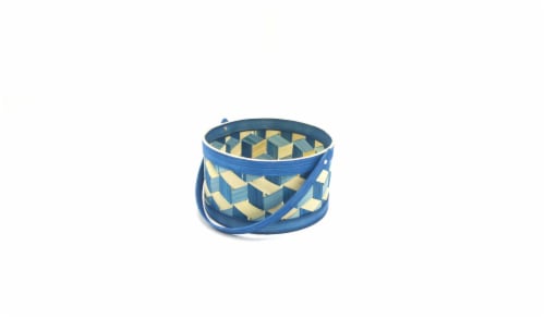 Holiday Home Square Weave Easter Basket - Blue Perspective: left