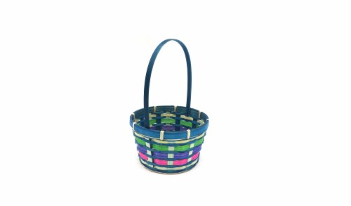 Holiday Home Wide Weave Bamboo Basket - Blue Perspective: left