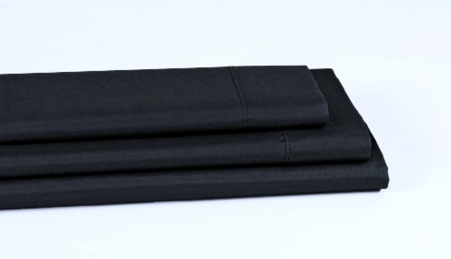 Everyday Living® Cotton/Polyester 200 Thread Count Fitted Sheet - Jet Black Perspective: left
