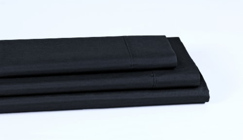 Everyday Living® Cotton/Polyester 200 Thread Count Flat Sheet - Jet Black Perspective: left
