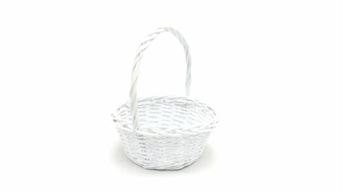 Holiday Home Round Willow Easter Basket - White Perspective: left