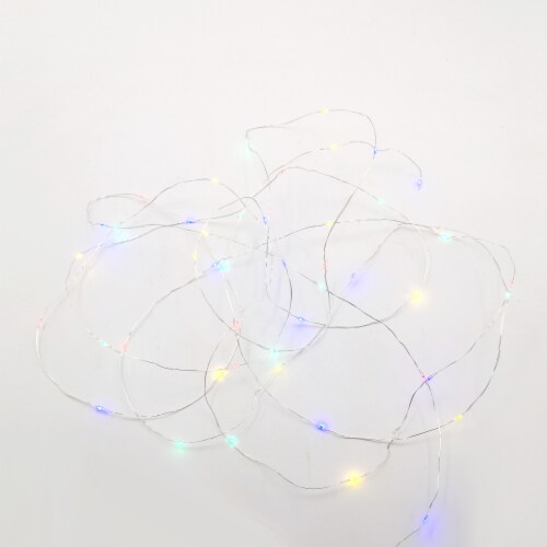 Holiday Home 50 LED 8-Function Silver Wire with Multi LED Wire Lights Perspective: left