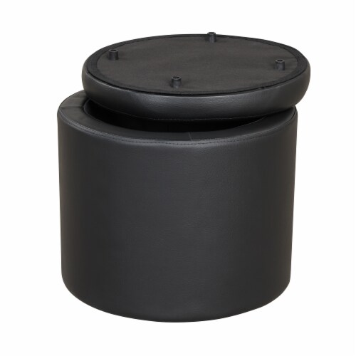 HD Designs Round Storage Ottoman - Black Perspective: left