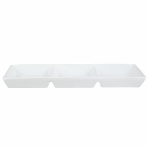 Dash of That™ Broadway 3-Section Divided Serving Tray - White Perspective: left