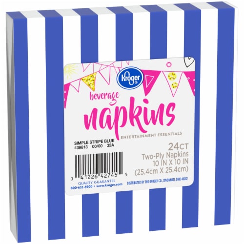 Kroger® Entertainment Essentials Simple Stripe Beverage Napkins - Blue Perspective: left
