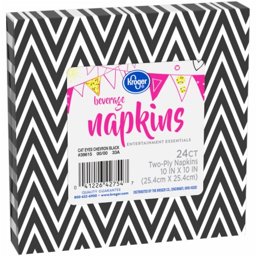 Kroger® Entertainment Essentials Cat Eyes Beverage Napkins - Chevron Black Perspective: left
