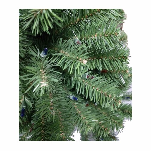 Holiday Home New Oregon Fir Christmas Tree with Multicolored Lights Perspective: left