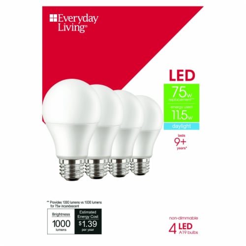 Everyday Living® 11.5-Watt (75-Watt) A19 LED - Daylight (5000K) Perspective: left